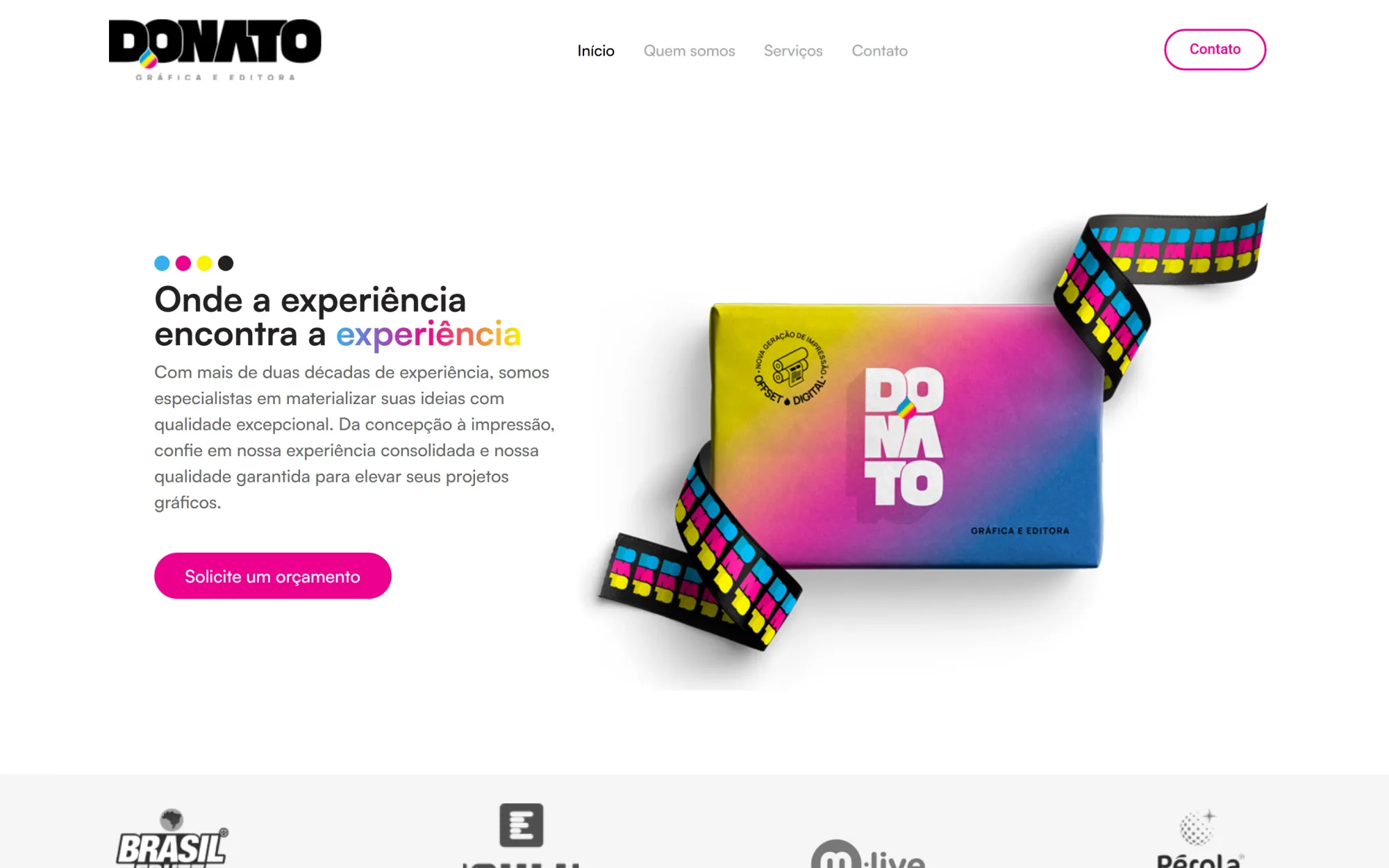 Página inicial do site Gráfica Donato em desktop.